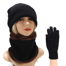 Load image into Gallery viewer, Scarf And Hat Gloves Three-piece Suit Men And Women Couple Winter Woolen Knitted Hat +