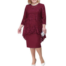 Load image into Gallery viewer, Women's New Plus Size Lace Embroidered Dress Two Piece Set +