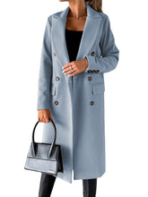 Load image into Gallery viewer, Long Sleeve Lapel Coat Winter Fashion Solid Double Breasted Slim Long Jacket Womens Clothing +
