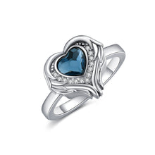 Load image into Gallery viewer, 925 Sterling Silver Angel Wing Heart Cremation Urn Holds Loved Ones Ashes Ring +