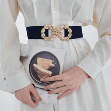 Load image into Gallery viewer, Women's Waist Decoration Metal Button-down Belt Dress Waistband Retraction Elastic Waist Seal Strap +