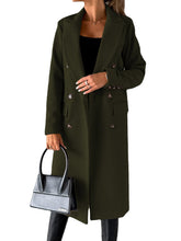 Load image into Gallery viewer, Long Sleeve Lapel Coat Winter Fashion Solid Double Breasted Slim Long Jacket Womens Clothing +