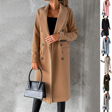 Load image into Gallery viewer, Long Sleeve Lapel Coat Winter Fashion Solid Double Breasted Slim Long Jacket Womens Clothing +