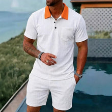 Load image into Gallery viewer, Men's Summer Shorts Set Fashionable Breathable Color-Block Pocket Short-Sleeve Set +