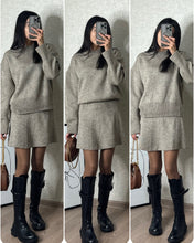Load image into Gallery viewer, Sweater Skirt Sets For Women 2 Pieces Knit Casual Versatile Long Sleeve Pullover Elegant Solid High Waist Mini Skirt Outfit +