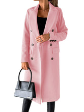 Load image into Gallery viewer, Long Sleeve Lapel Coat Winter Fashion Solid Double Breasted Slim Long Jacket Womens Clothing +