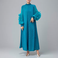Load image into Gallery viewer, Middle East Plate Flower Loose Pleated Extended Dress Women's Plus Size Dress +