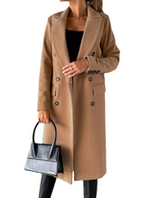 Load image into Gallery viewer, Long Sleeve Lapel Coat Winter Fashion Solid Double Breasted Slim Long Jacket Womens Clothing +