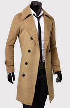 Load image into Gallery viewer, Men's Double Breasted Lengthened Simple Wool Coat +