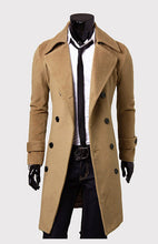 Load image into Gallery viewer, Men's Double Breasted Lengthened Simple Wool Coat +