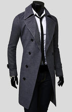 Load image into Gallery viewer, Men's Double Breasted Lengthened Simple Wool Coat +