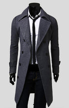 Load image into Gallery viewer, Men's Double Breasted Lengthened Simple Wool Coat +