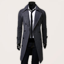 Load image into Gallery viewer, Men's Double Breasted Lengthened Simple Wool Coat +