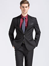 Load image into Gallery viewer, Men's Lapel Collar Long Sleeve Woven Blazer With Welt Pocket +
