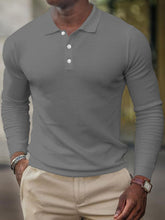 Load image into Gallery viewer, Men's Solid-Color Button-Down Long-Sleeve Polo Shirt +