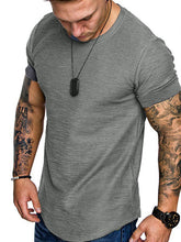 Load image into Gallery viewer, Short-Sleeved T-shirt Bamboo Cotton Solid Color Round Neck T-shirt Men's Bottoming Shirt +
