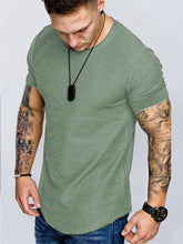 Load image into Gallery viewer, Short-Sleeved T-shirt Bamboo Cotton Solid Color Round Neck T-shirt Men's Bottoming Shirt +