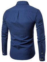 Load image into Gallery viewer, Men's Casual Slim Cotton Oxford Solid Color Large Size Bottom Shirt Long Sleeves +