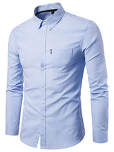 Load image into Gallery viewer, Men's Casual Slim Cotton Oxford Solid Color Large Size Bottom Shirt Long Sleeves +
