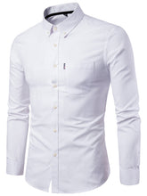 Load image into Gallery viewer, Men's Casual Slim Cotton Oxford Solid Color Large Size Bottom Shirt Long Sleeves +