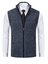Load image into Gallery viewer, Men's Stand Collar Sleeveless Knitted Casual Thickened Lining Vest Jacket +