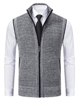 Load image into Gallery viewer, Men's Stand Collar Sleeveless Knitted Casual Thickened Lining Vest Jacket +
