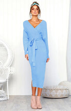 Load image into Gallery viewer, Women's Sexy V-Neck Lace-Up Long-Sleeved Dress +