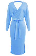 Load image into Gallery viewer, Women's Sexy V-Neck Lace-Up Long-Sleeved Dress +