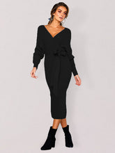 Load image into Gallery viewer, Women's Sexy V-Neck Lace-Up Long-Sleeved Dress +
