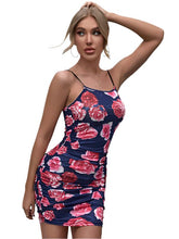 Load image into Gallery viewer, Women's Shattered Printing Wrinkle Sexy Bag Hip Camisole Dress +