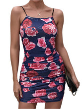 Load image into Gallery viewer, Women's Shattered Printing Wrinkle Sexy Bag Hip Camisole Dress +