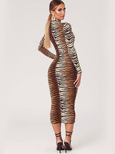 Load image into Gallery viewer, Women's Sexy Long -sleeved Round Collars Leopard Dress +