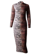 Load image into Gallery viewer, Women's Sexy Long -sleeved Round Collars Leopard Dress +