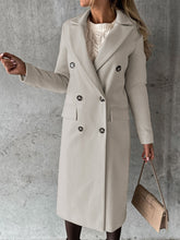 Load image into Gallery viewer, New Mid-length Elegant Women's Solid Color Long-sleeved Double-breasted Pockets +