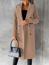 Load image into Gallery viewer, New Mid-length Elegant Women's Solid Color Long-sleeved Double-breasted Pockets +