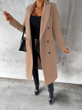 Load image into Gallery viewer, New Mid-length Elegant Women's Solid Color Long-sleeved Double-breasted Pockets +