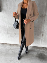 Load image into Gallery viewer, New Mid-length Elegant Women's Solid Color Long-sleeved Double-breasted Pockets +