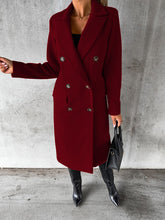 Load image into Gallery viewer, New Mid-length Elegant Women's Solid Color Long-sleeved Double-breasted Pockets +