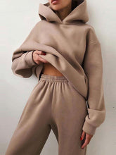 Load image into Gallery viewer, Women's Casual Fashion Trousers Thickened Long-sleeved Hooded Set +