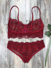 Load image into Gallery viewer, New Lace Sexy Lingerie Set Solid Color Eyelash Lace Set Underwear +
