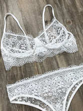 Load image into Gallery viewer, New Lace Sexy Lingerie Set Solid Color Eyelash Lace Set Underwear +