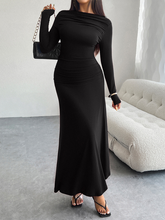 Load image into Gallery viewer, Solid Color Hip-wrapped One-shoulder Dress +