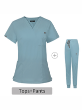 Load image into Gallery viewer, Scrubs V-neck Short-sleeved Hospital Nurse Suit Doctor Uniform Female Operating Room Washing Clothes +