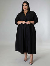 Load image into Gallery viewer, Fashionable Plus Size Women's Solid Color Long Sleeve Shirt Dresses +