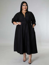 Load image into Gallery viewer, Fashionable Plus Size Women's Solid Color Long Sleeve Shirt Dresses +