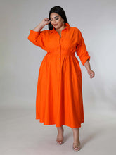 Load image into Gallery viewer, Fashionable Plus Size Women's Solid Color Long Sleeve Shirt Dresses +