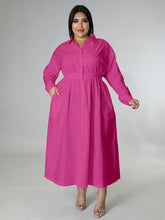 Load image into Gallery viewer, Fashionable Plus Size Women's Solid Color Long Sleeve Shirt Dresses +