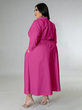Load image into Gallery viewer, Fashionable Plus Size Women's Solid Color Long Sleeve Shirt Dresses +