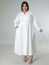 Load image into Gallery viewer, Fashionable Plus Size Women's Solid Color Long Sleeve Shirt Dresses +