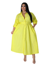 Load image into Gallery viewer, Fashionable Plus Size Women's Solid Color Long Sleeve Shirt Dresses +
